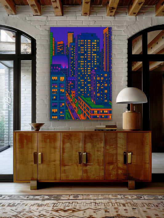 "Neon City," in the Neon Pop Art style.