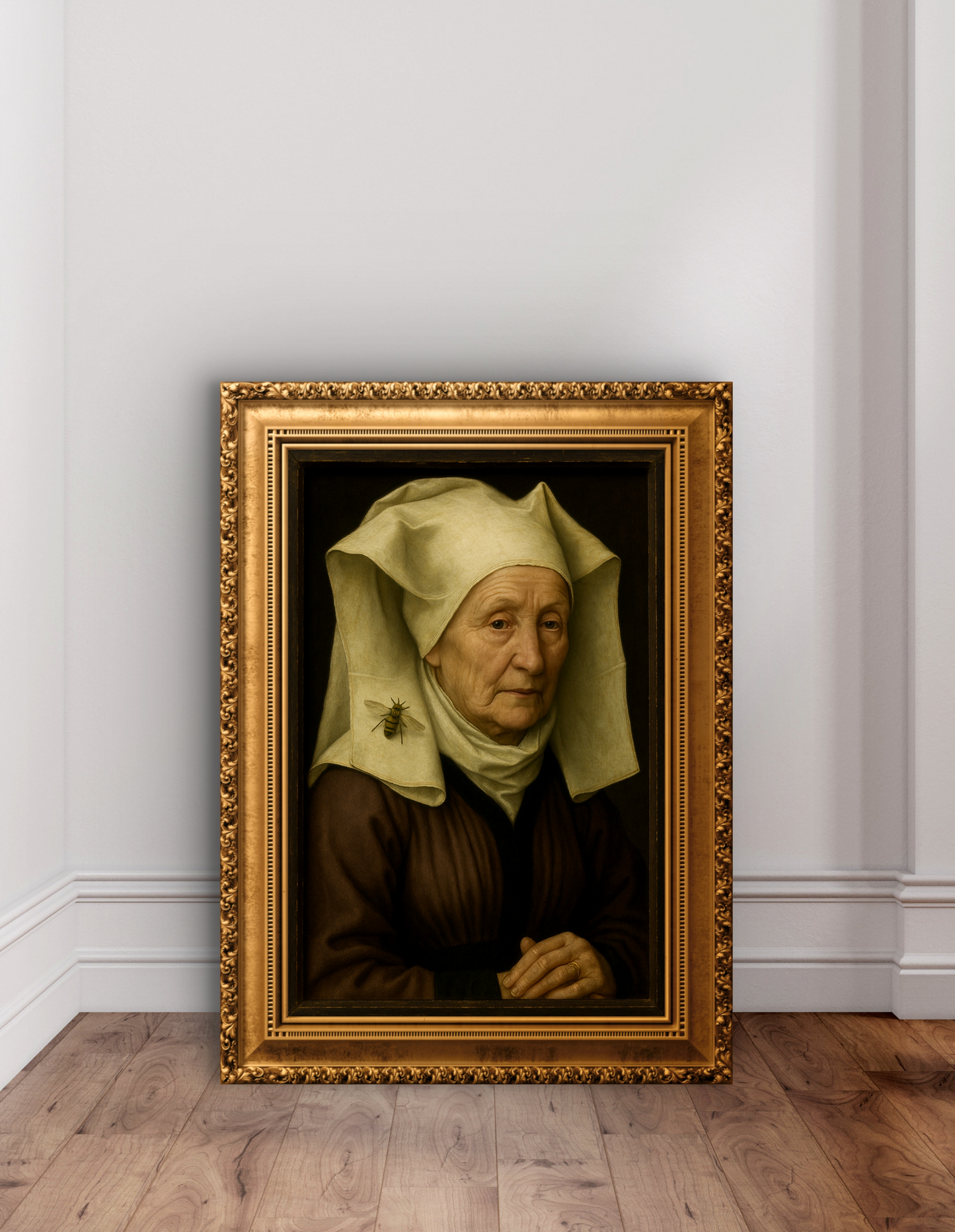 Portrait of an Elderly Woman with a Bee, In the school of Hans Memling (c. 1430 – 11 August 1494)