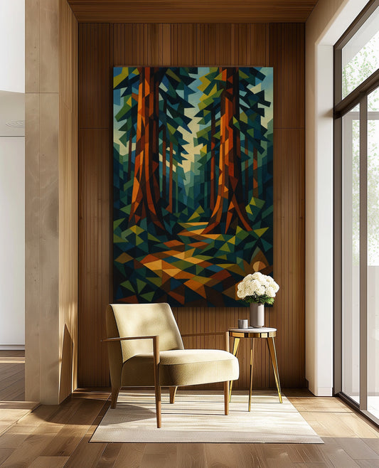 The Majestic Redwoods of British Columbia," in the Modernist style.