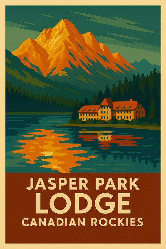 FRAMED & READY TO HANG! Jasper Lodge, Rocky Mountains, Alberta.