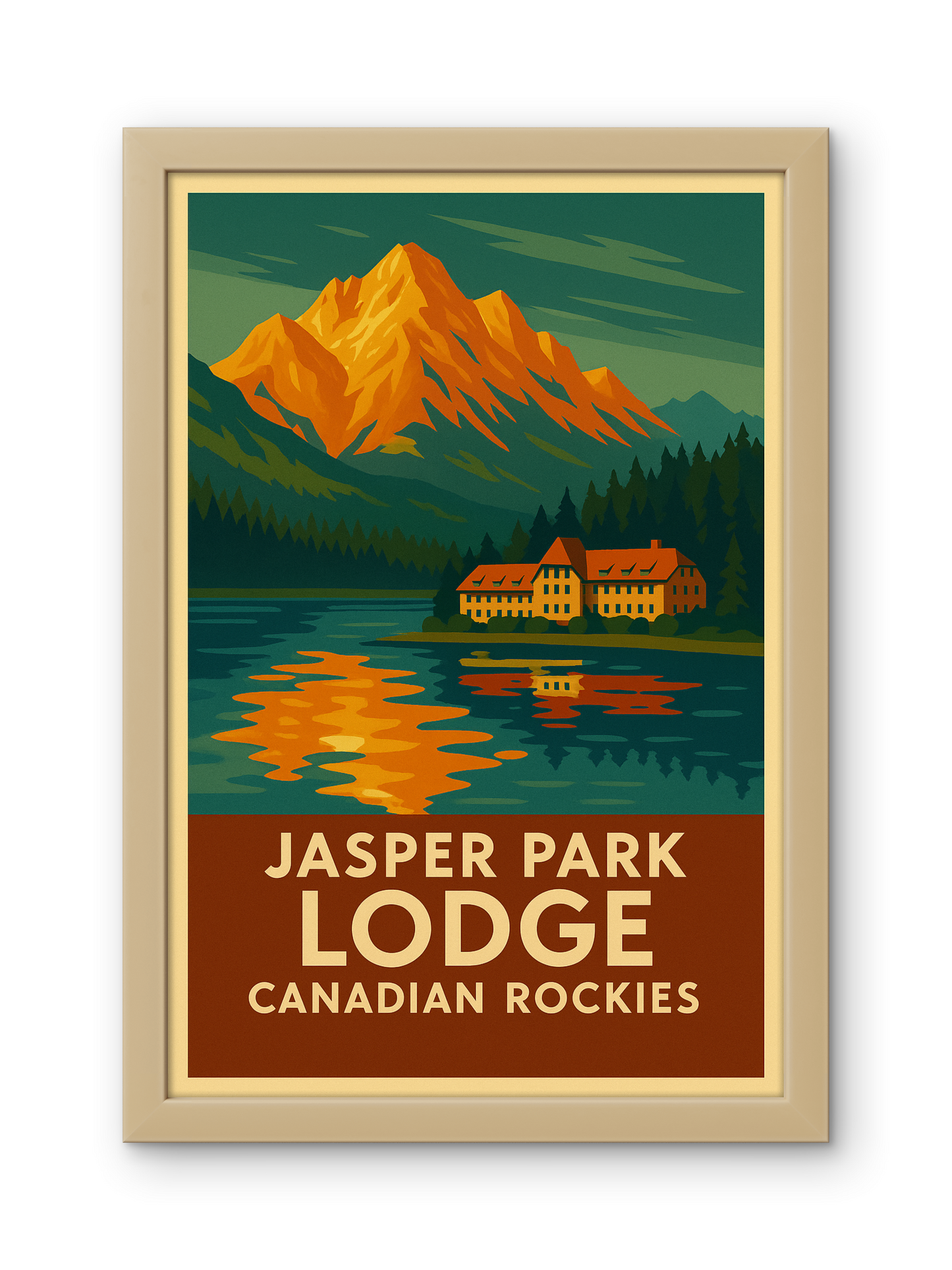 FRAMED & READY TO HANG! Jasper Lodge, Rocky Mountains, Alberta.