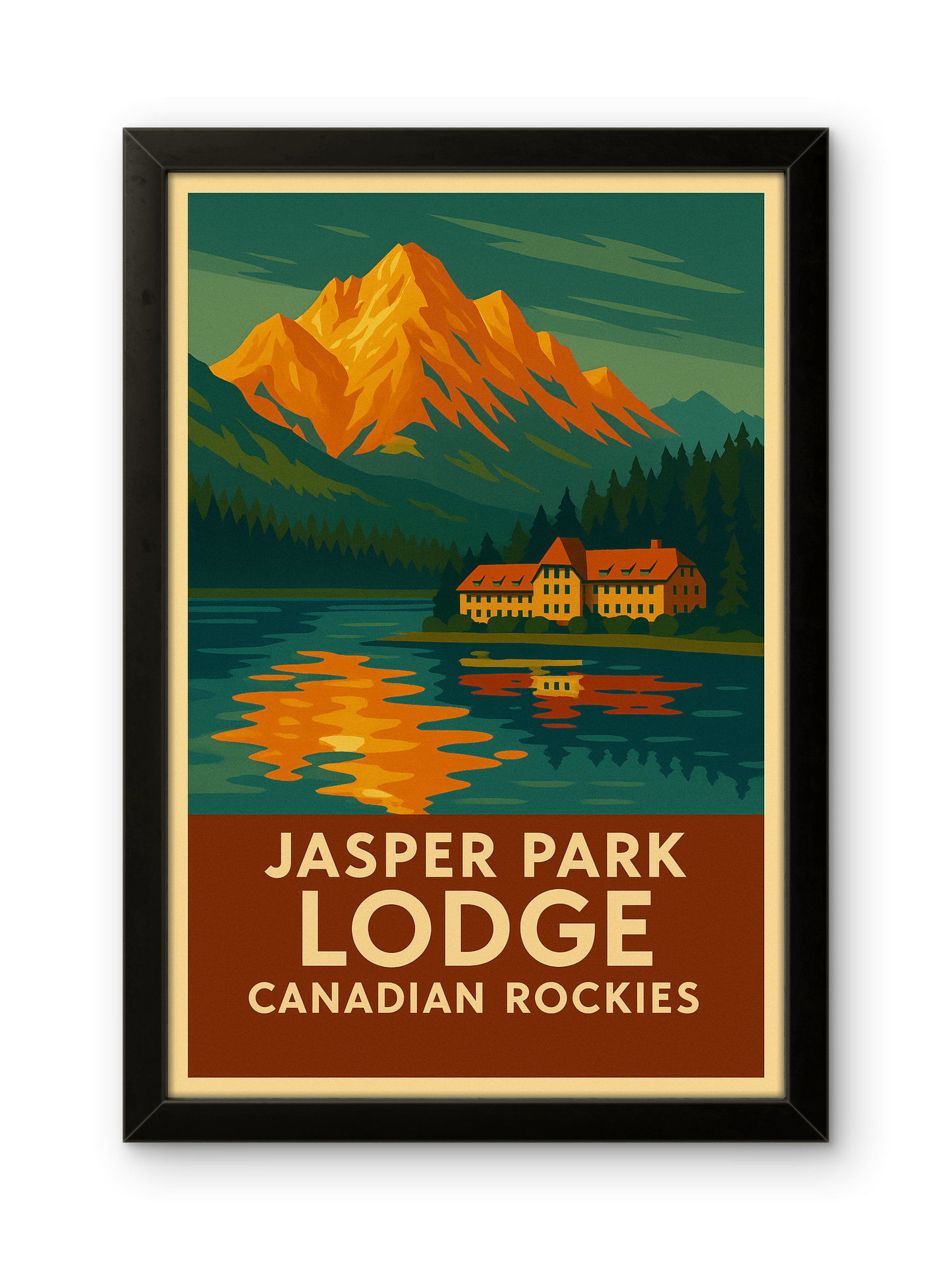 FRAMED & READY TO HANG! Jasper Lodge, Rocky Mountains, Alberta.