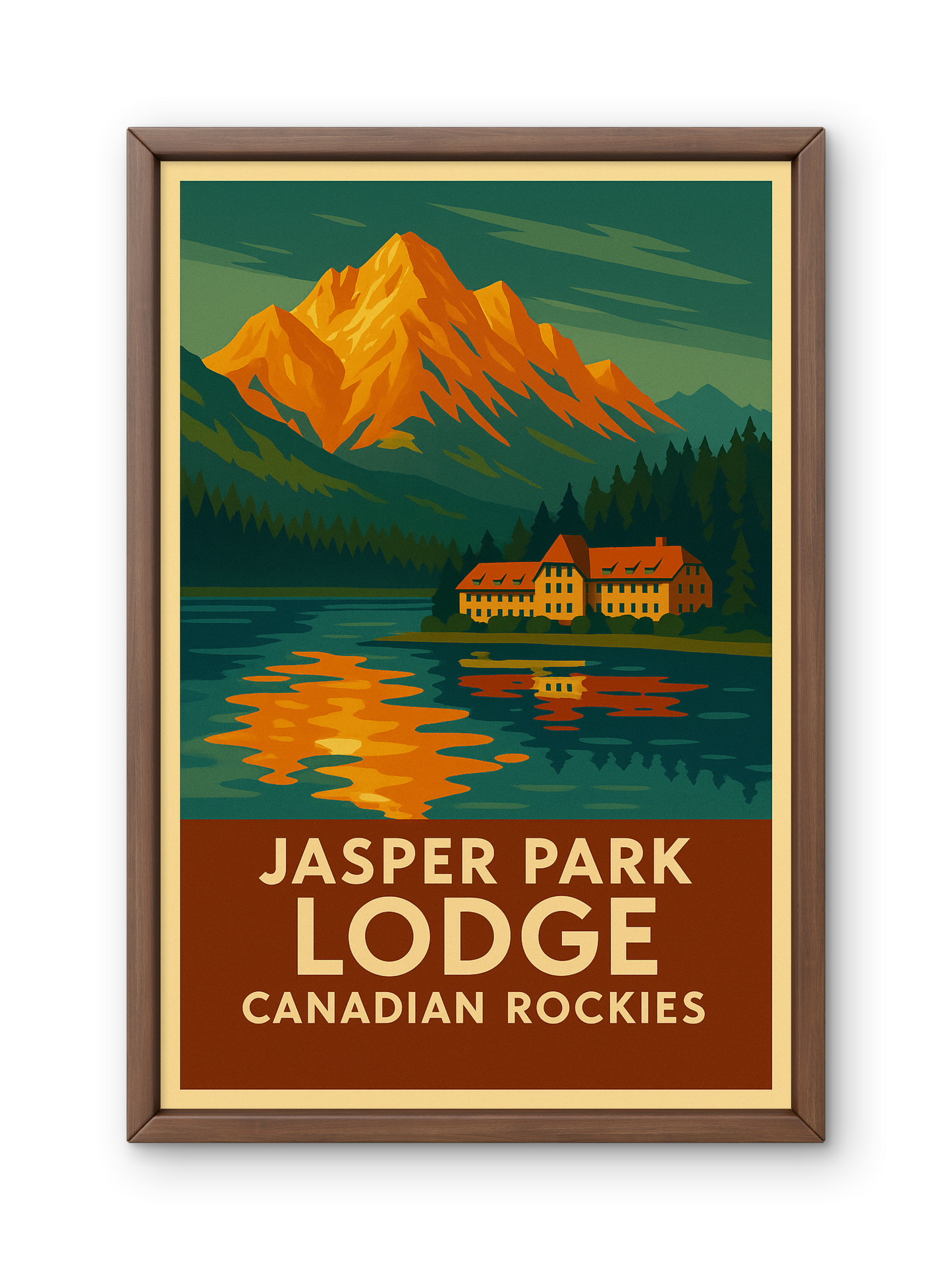 FRAMED & READY TO HANG! Jasper Lodge, Rocky Mountains, Alberta.