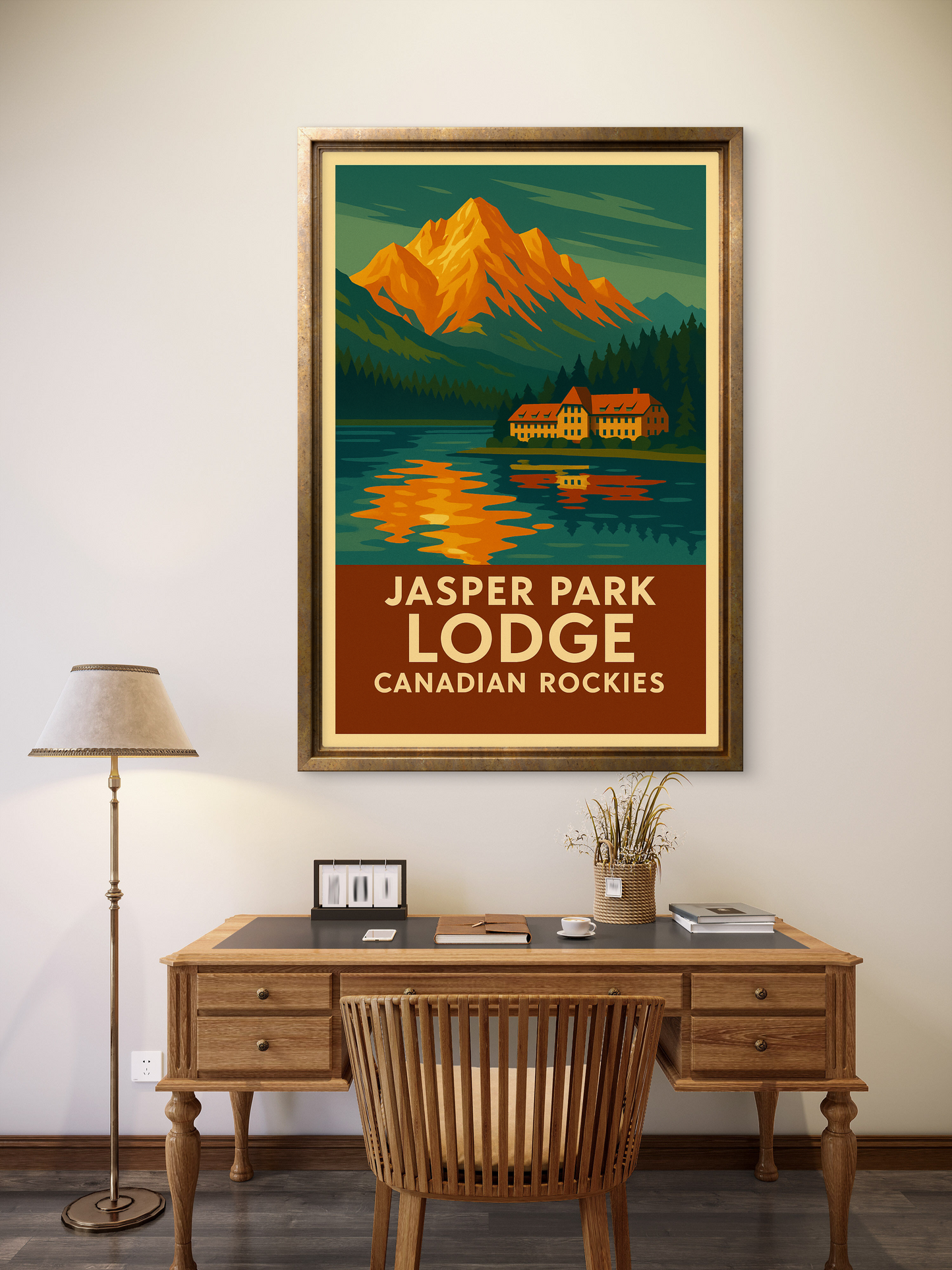 FRAMED & READY TO HANG! Jasper Lodge, Rocky Mountains, Alberta.