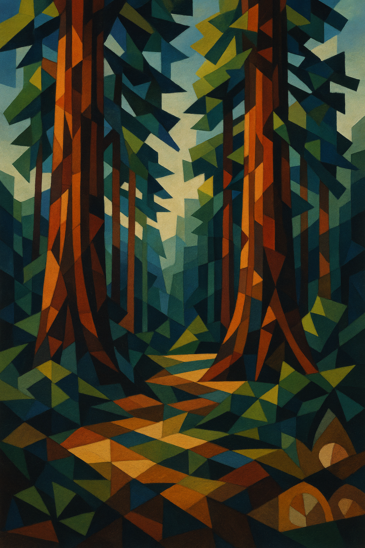 The Majestic Redwoods of British Columbia," in the Modernist style.