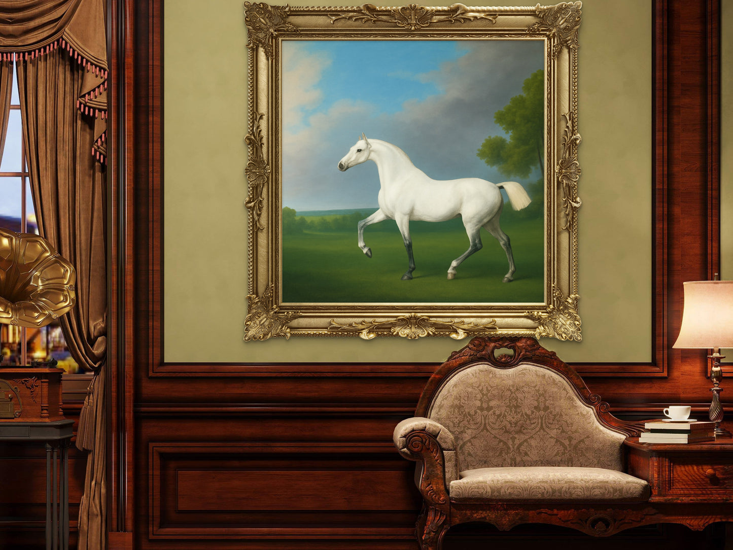 White Gelding in the style of George Stubbs