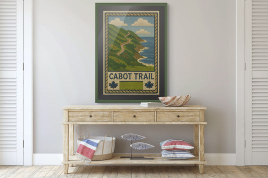 NEW! "Cabot Trail Hooked Rug," in the East Coast Tradition.