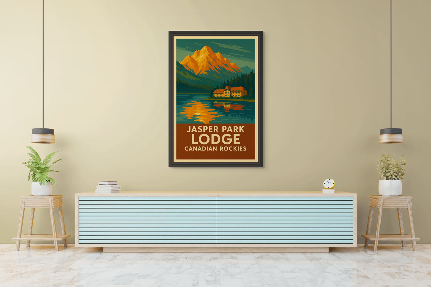 FRAMED & READY TO HANG! Jasper Lodge, Rocky Mountains, Alberta.