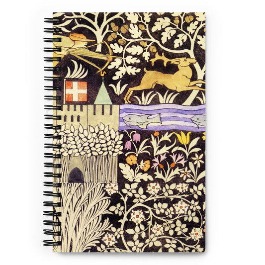 Spiral notebook featuring The Huntsman design by C.F.A. Voysey, 1919.