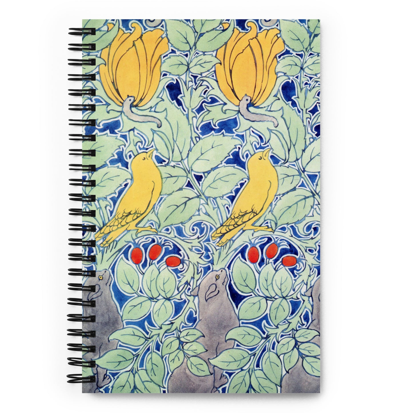 Spiral notebook featuring "Let Us Prey," art nouveau design by C.F.A. Voysey, 1909