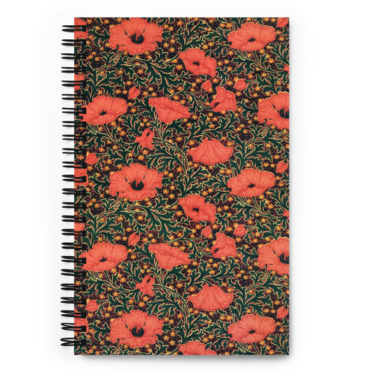 Spiral notebook featuring Poppy design, by Thomas Wardle & Co. c. 1885.