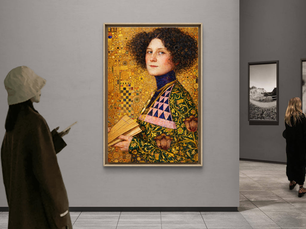 A New Portrait Inspired by Gustav Klimt's Artistic Vision inspired by Emilie Flöge 1902, School of Gustav Klimt