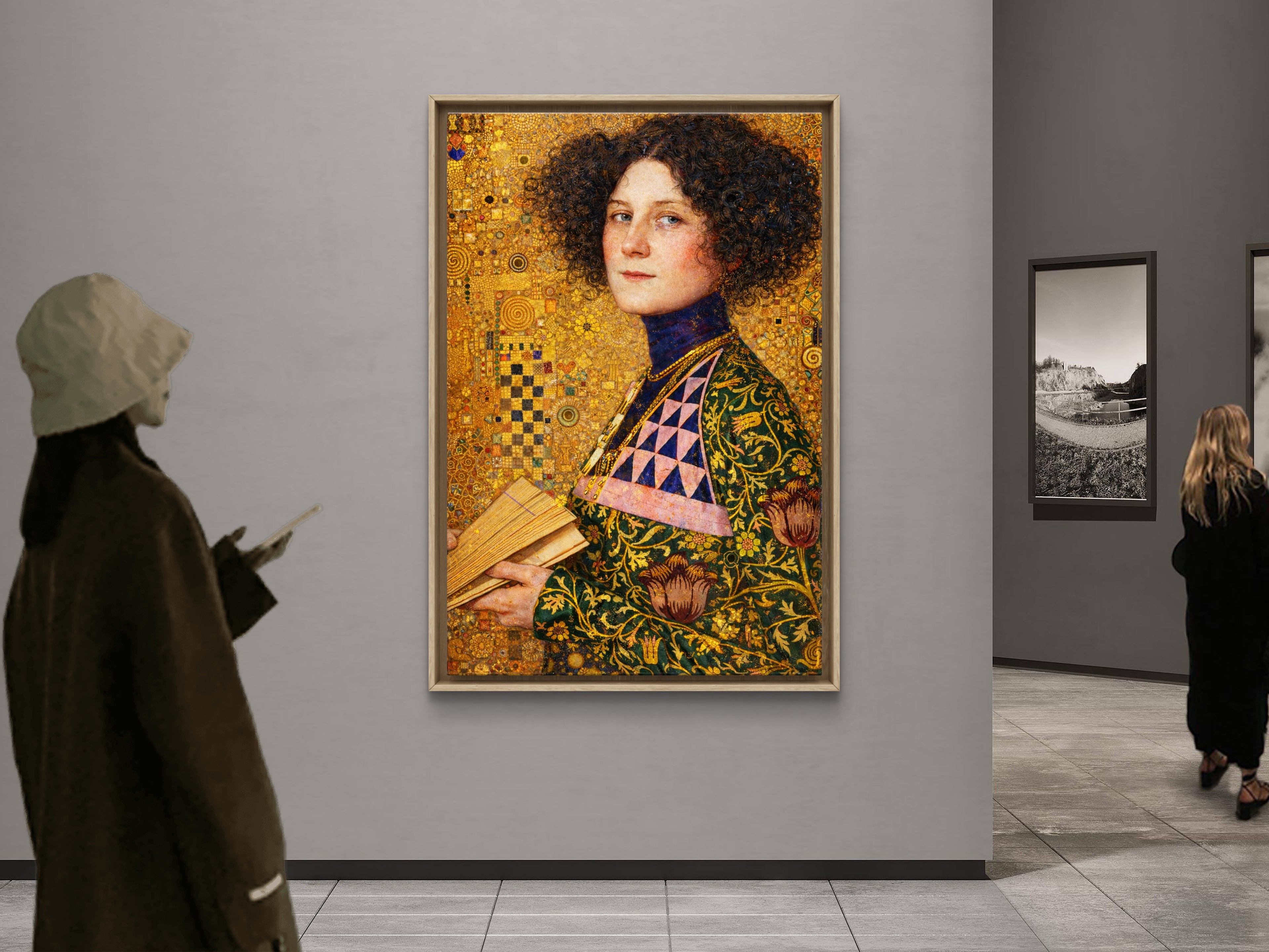 A New Portrait Inspired by Gustav Klimt's Artistic Vision inspired by Emilie Flöge 1902, School of Gustav Klimt