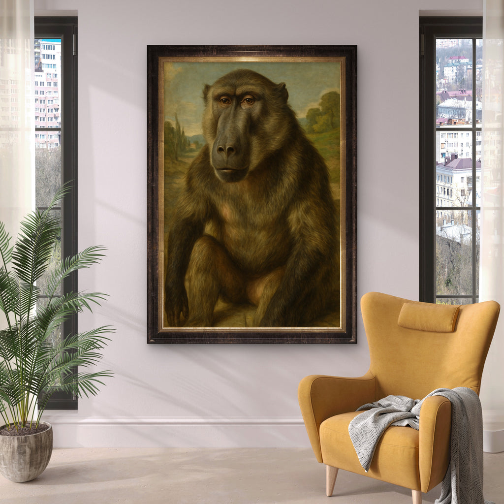 Baboon Renaissance Portrait - Whimsical Animal Art
