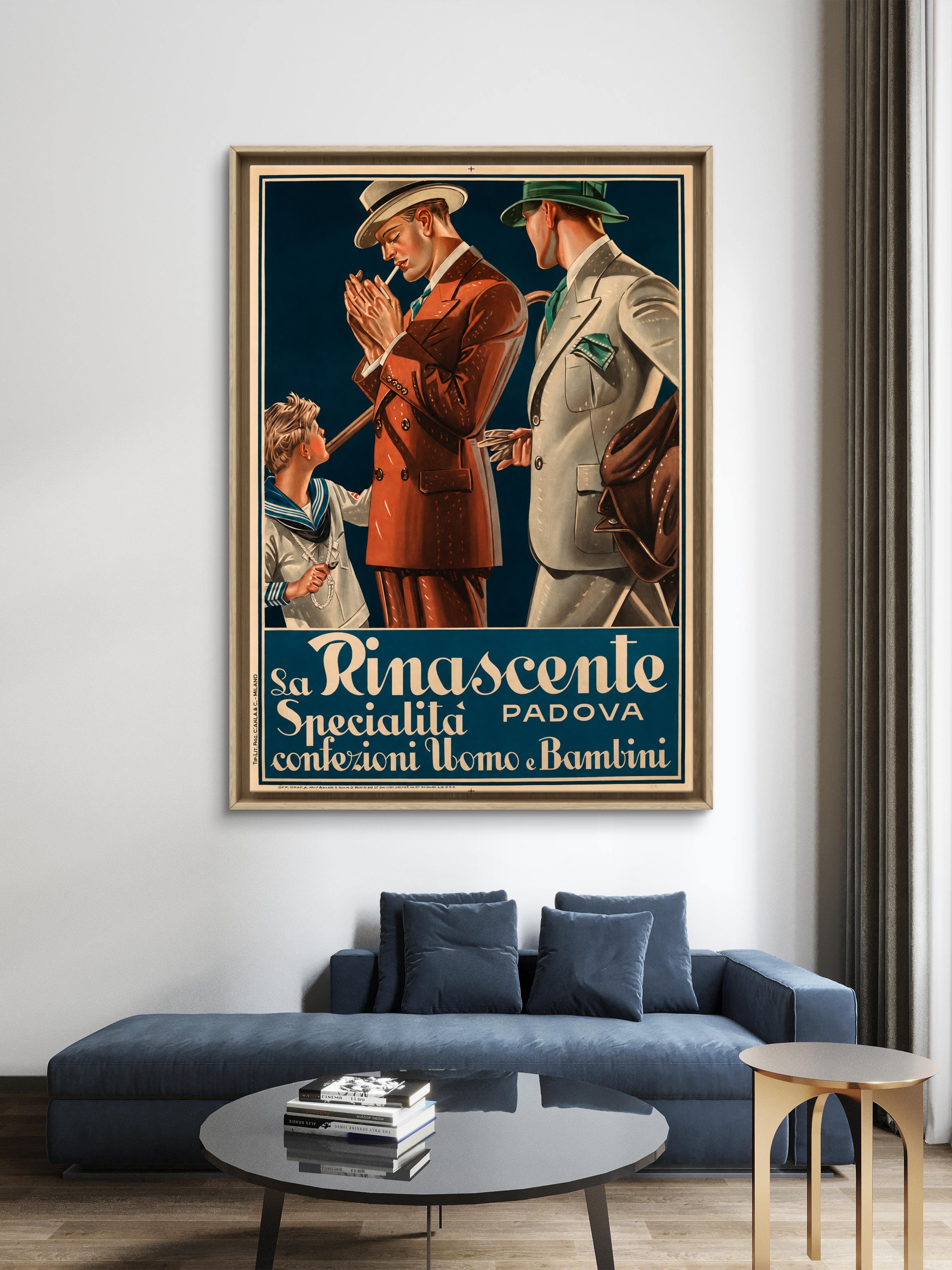 La Rinascente — La Specialità Confezioni Uomo & Bambini, 1920s Italian Menswear Poster