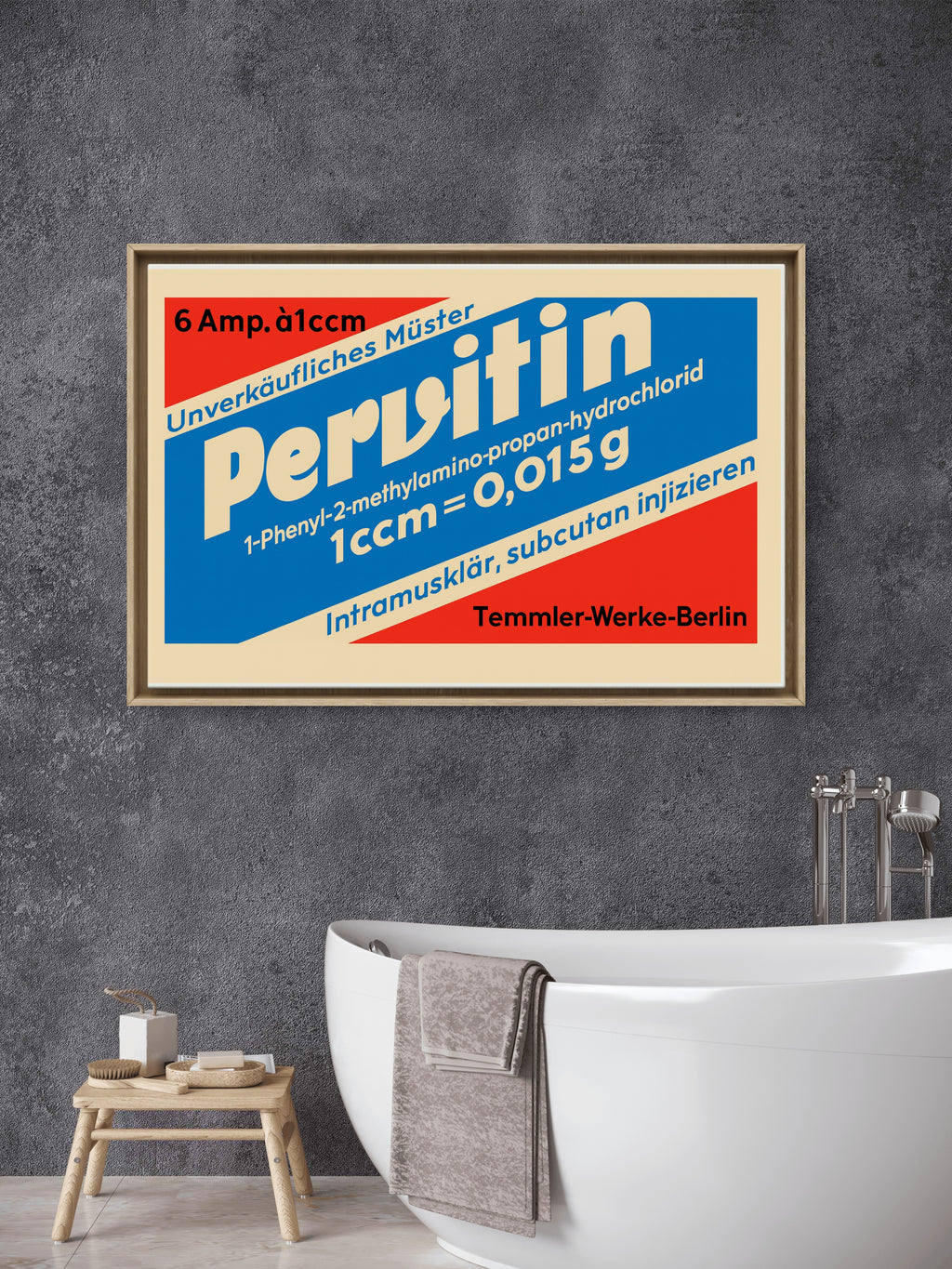 Pervitin 1940s Product Label — Vintage WWII Pharmaceutical History Print