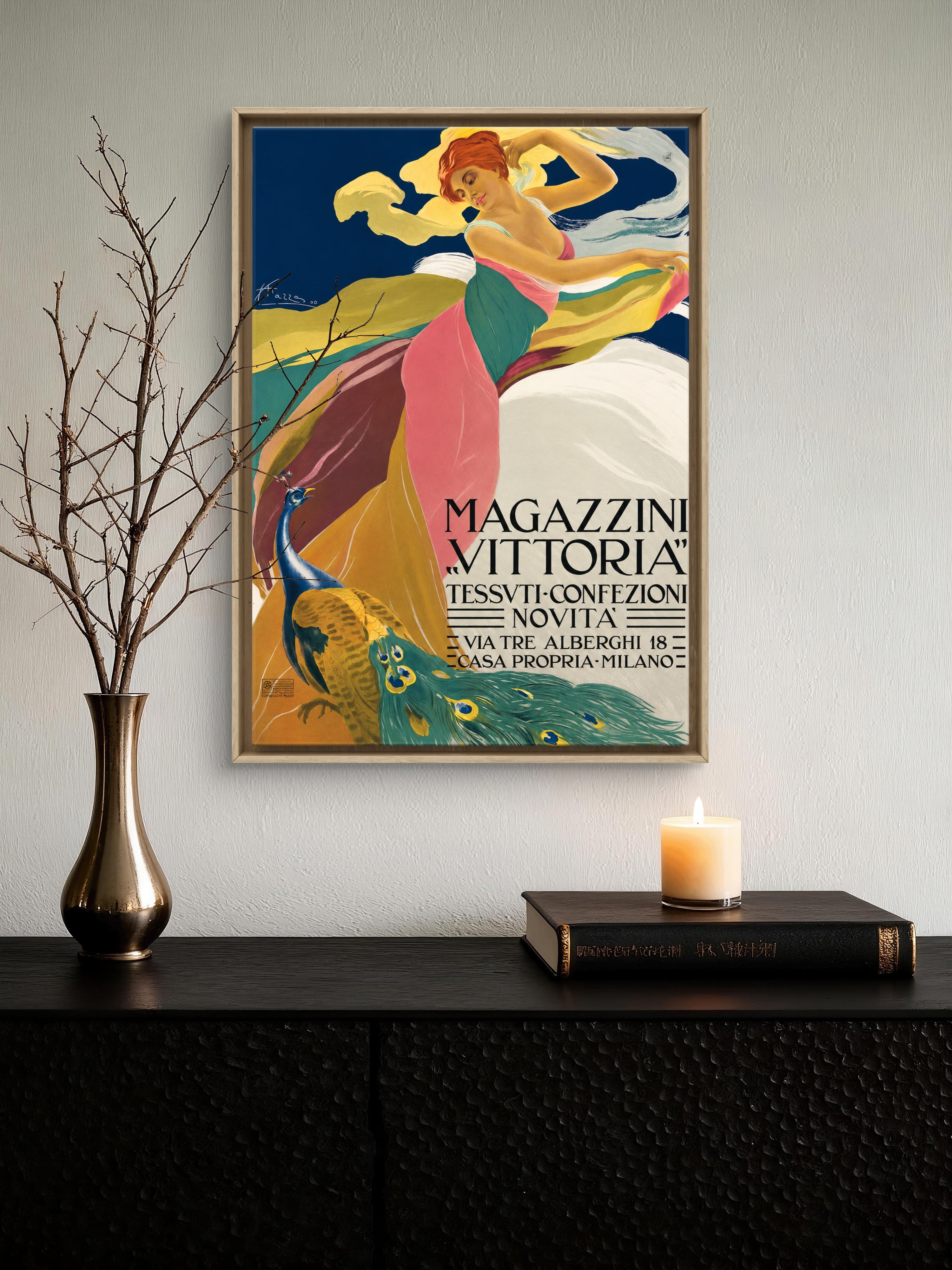 Magazzini Vittoria, Milan, 1909 Italian Fashion Poster in Full Colour