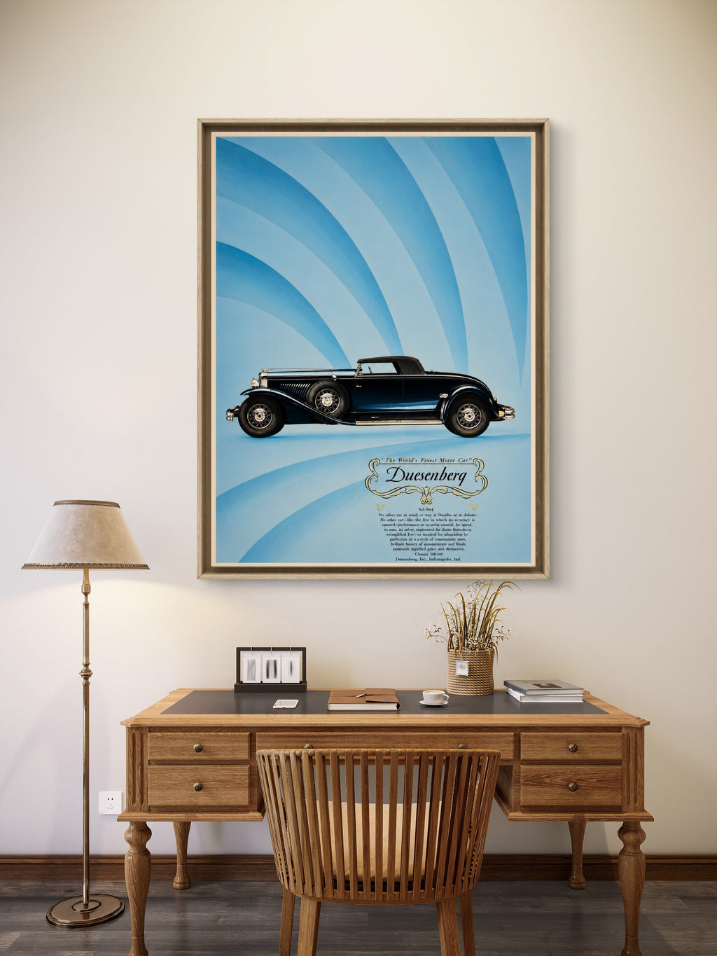 He Drives a Duesenberg — 1930s American Luxury Automobile Poster