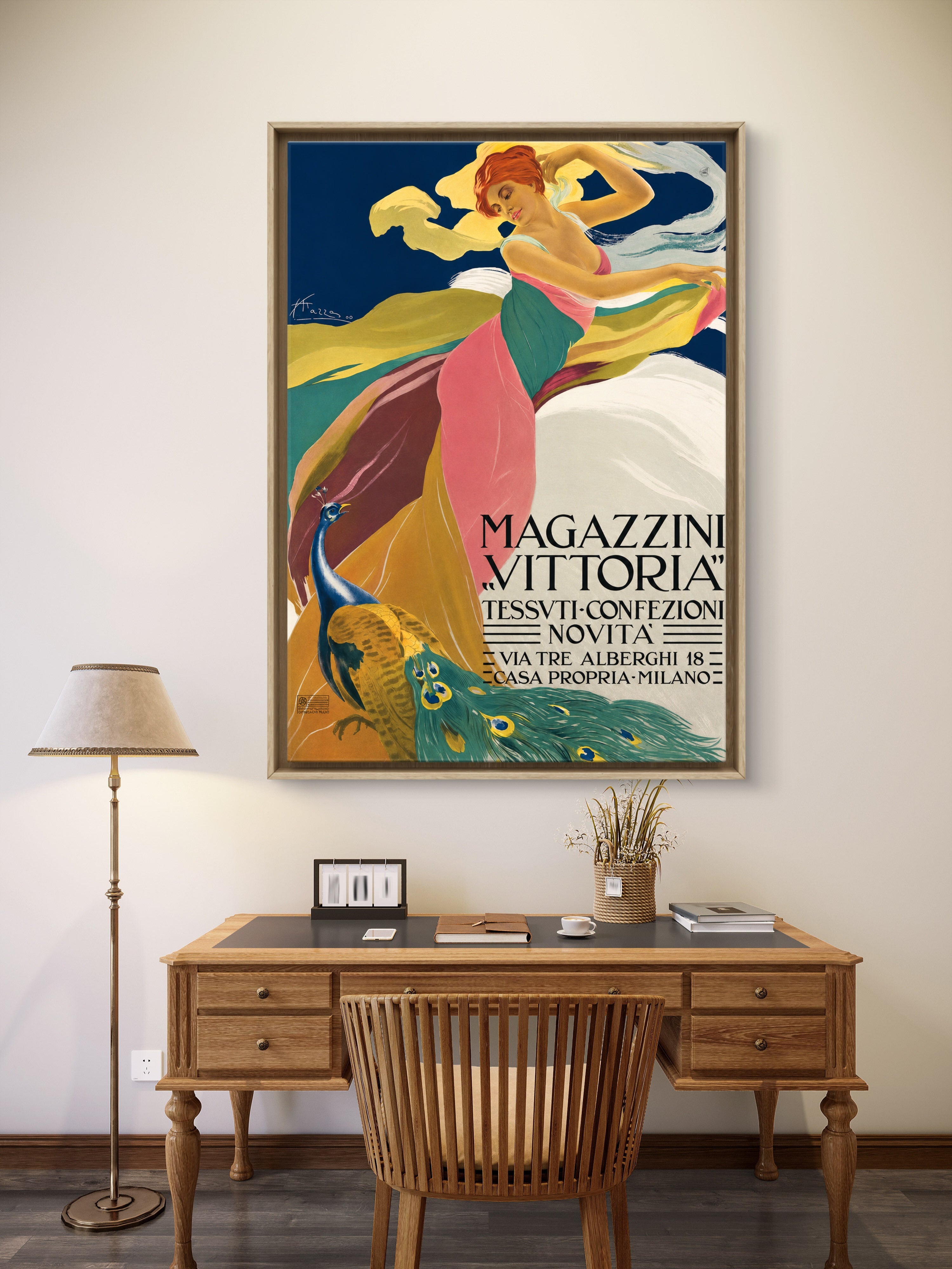 Magazzini Vittoria, Milan, 1909 Italian Fashion Poster in Full Colour