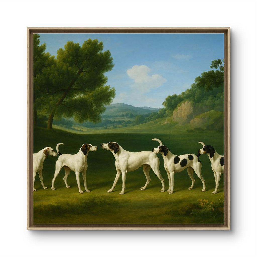 George Stubbs Five Staghounds in a Landscape c.1760 — Remastered