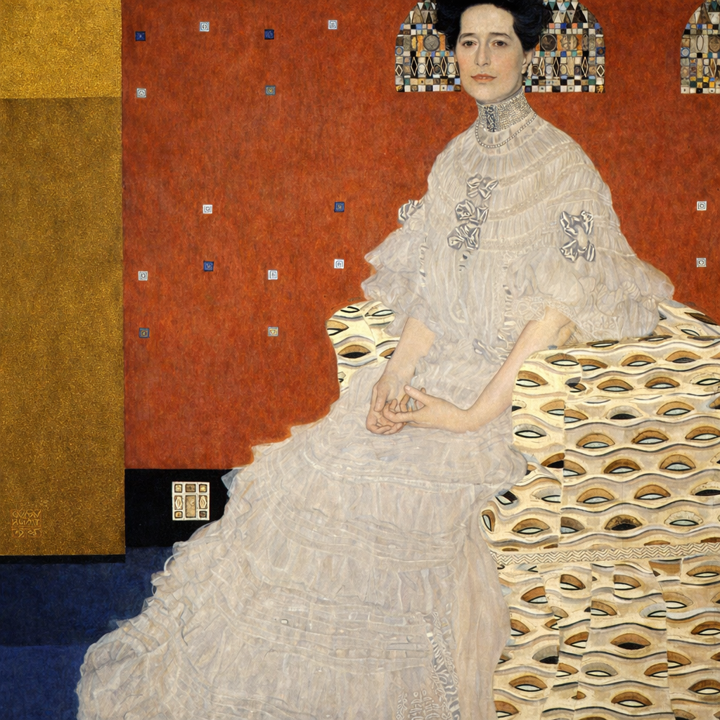 Portrait of Fritza Riedler (wife of the Austrian engineer Alois Riedler), Gustav Klimt, 1906 - An Elliott Best Restoration