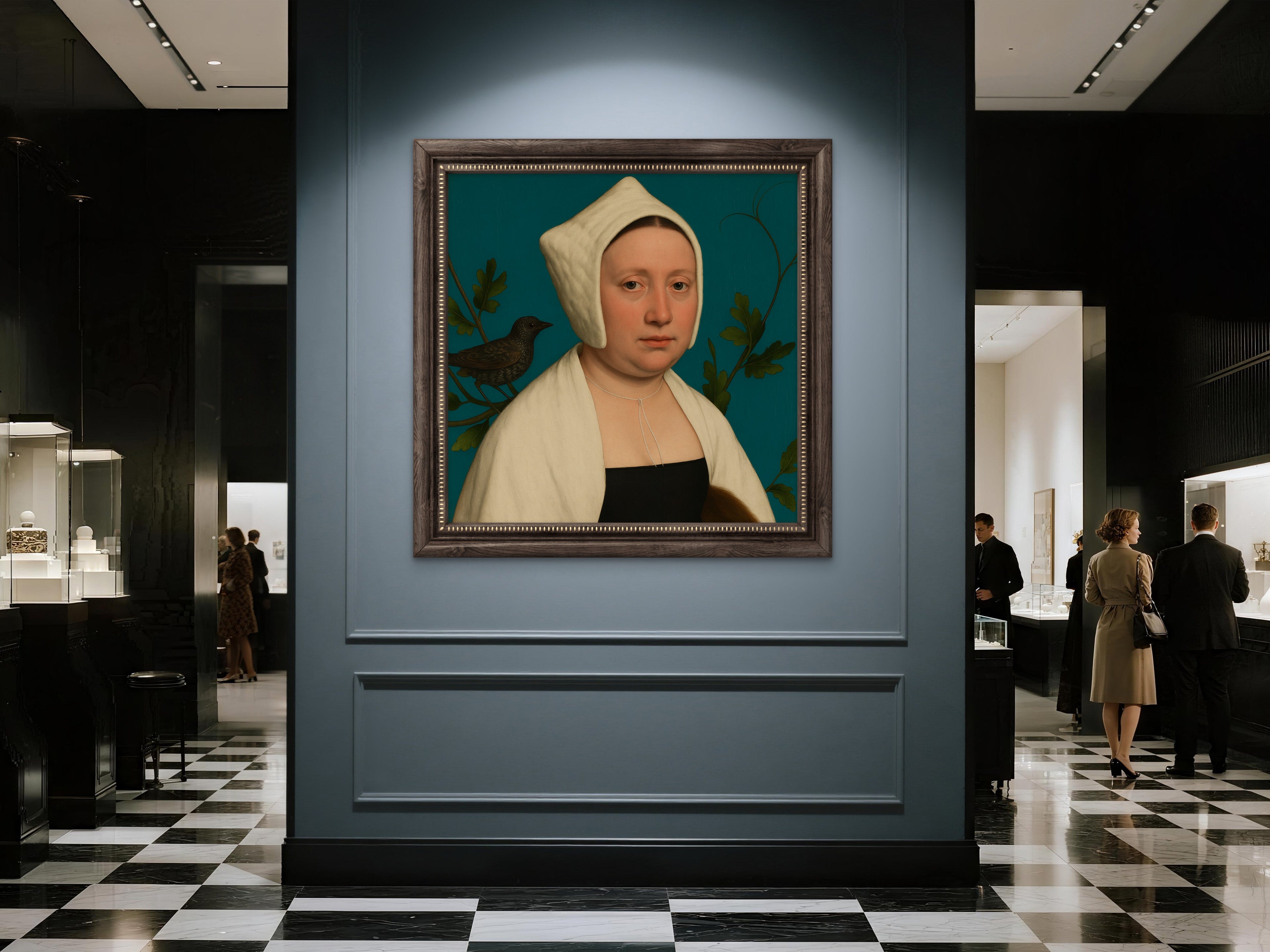 Hans Holbein Style Portrait - Lady with Starling Renaissance Art