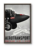 Aerotransport Swedish Air Lines — Vintage Aviation Poster c. 1940s