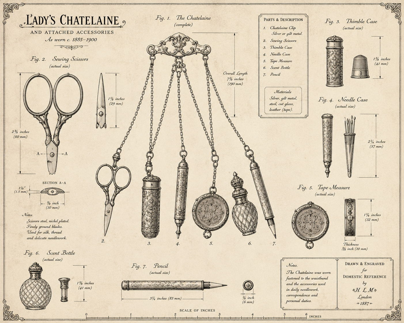 The Chatelaine — Victorian Household Keys & Implements Poster c.1880s