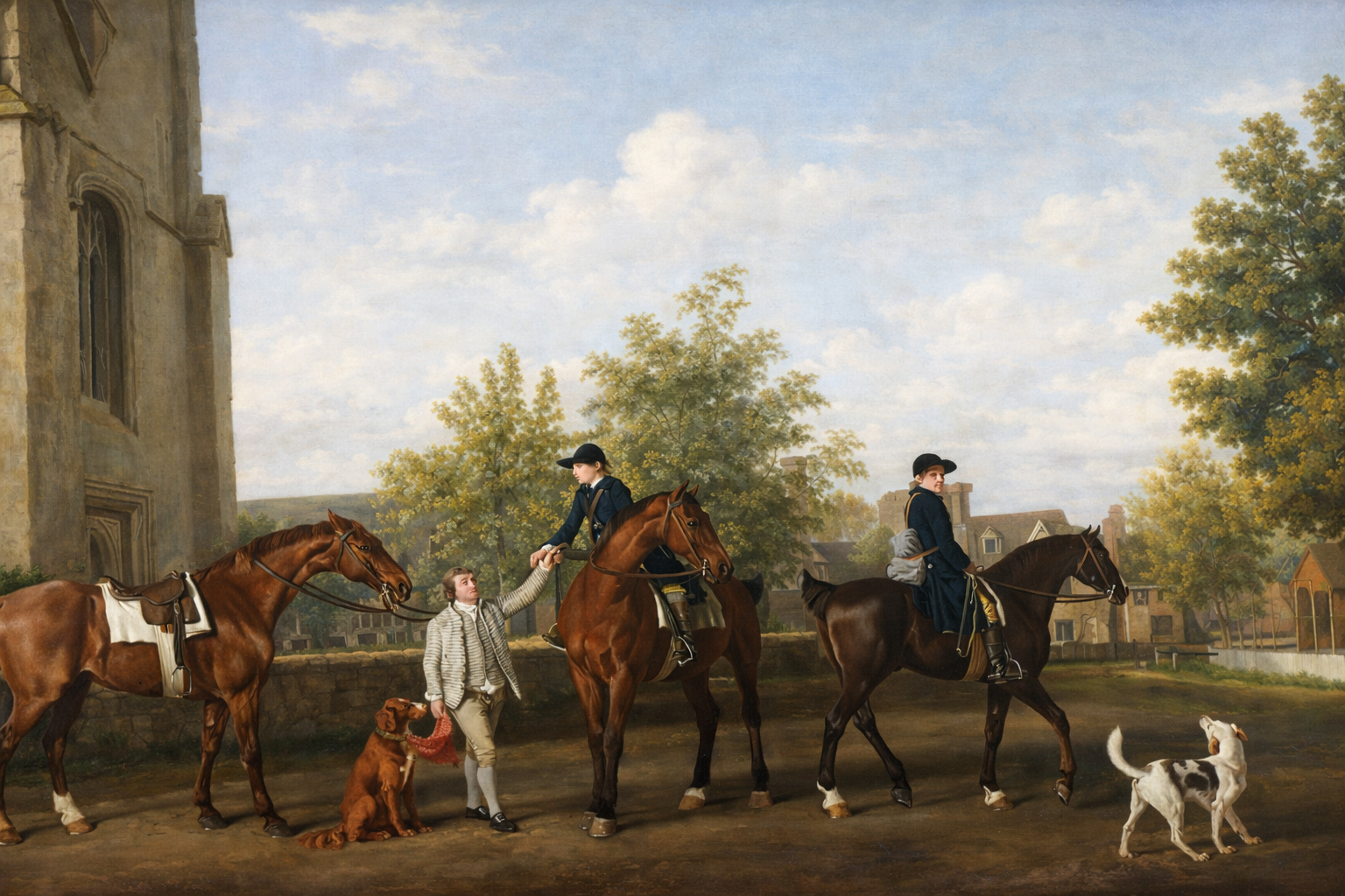 Stubbs, George (1724-1806) - Huntsmen setting out from Southill 1763-8