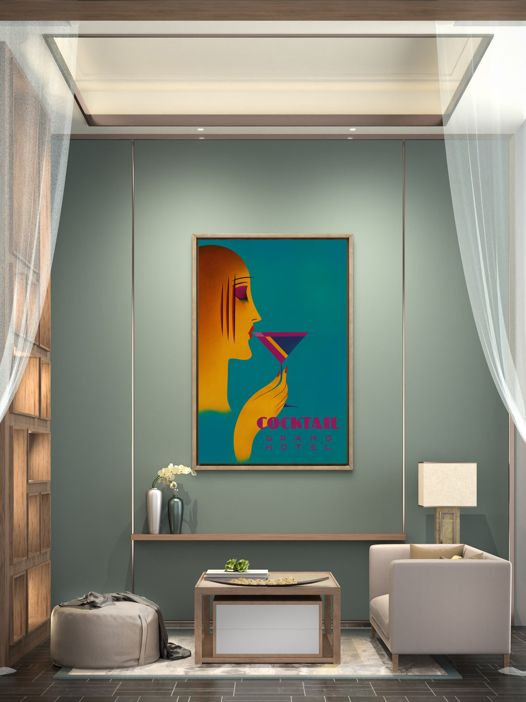Cocktail at the Grand Hotel – Art Deco Poster Print