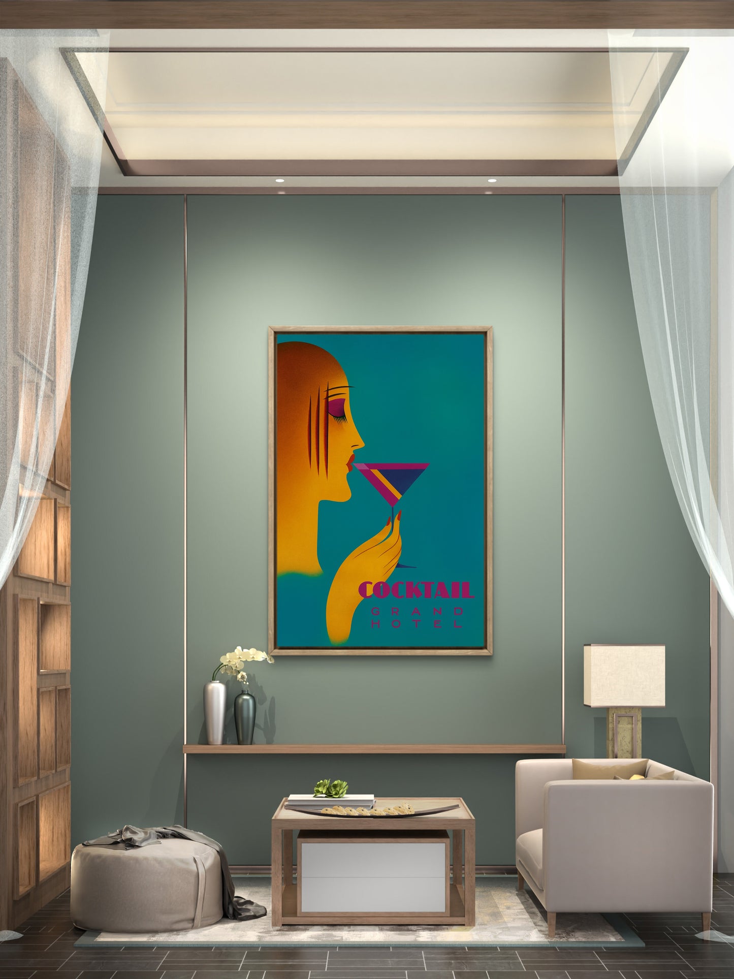 Cocktail at the Grand Hotel – Art Deco Poster Print