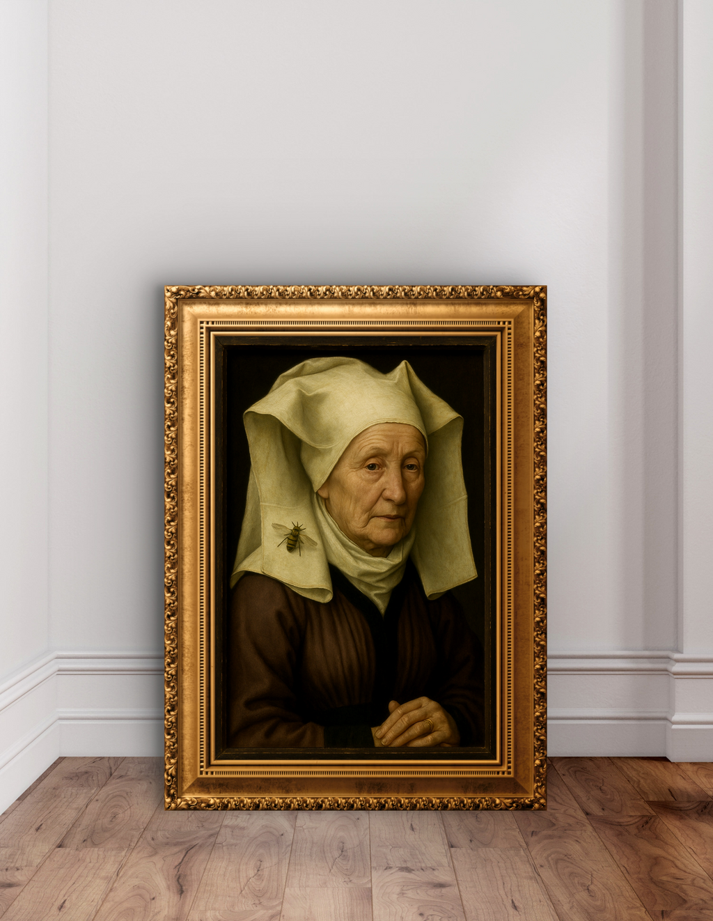 Hans Memling School Portrait - Elderly Woman with Bee 15th Century