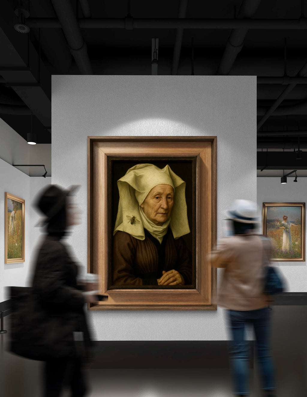 Hans Memling School Portrait - Elderly Woman with Bee 15th Century