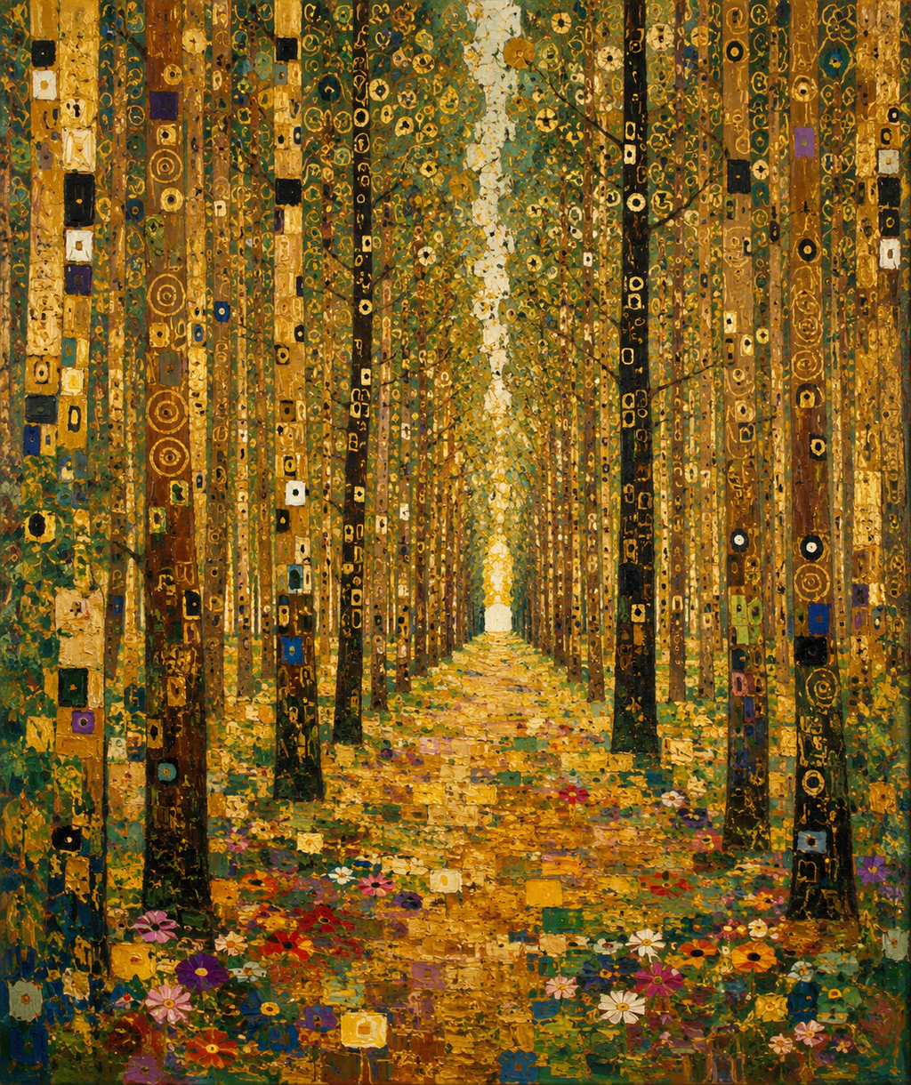 The Birch Cathedral — School of Gustav Klimt