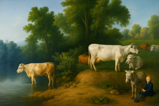 Cows in the style of George Stubbs