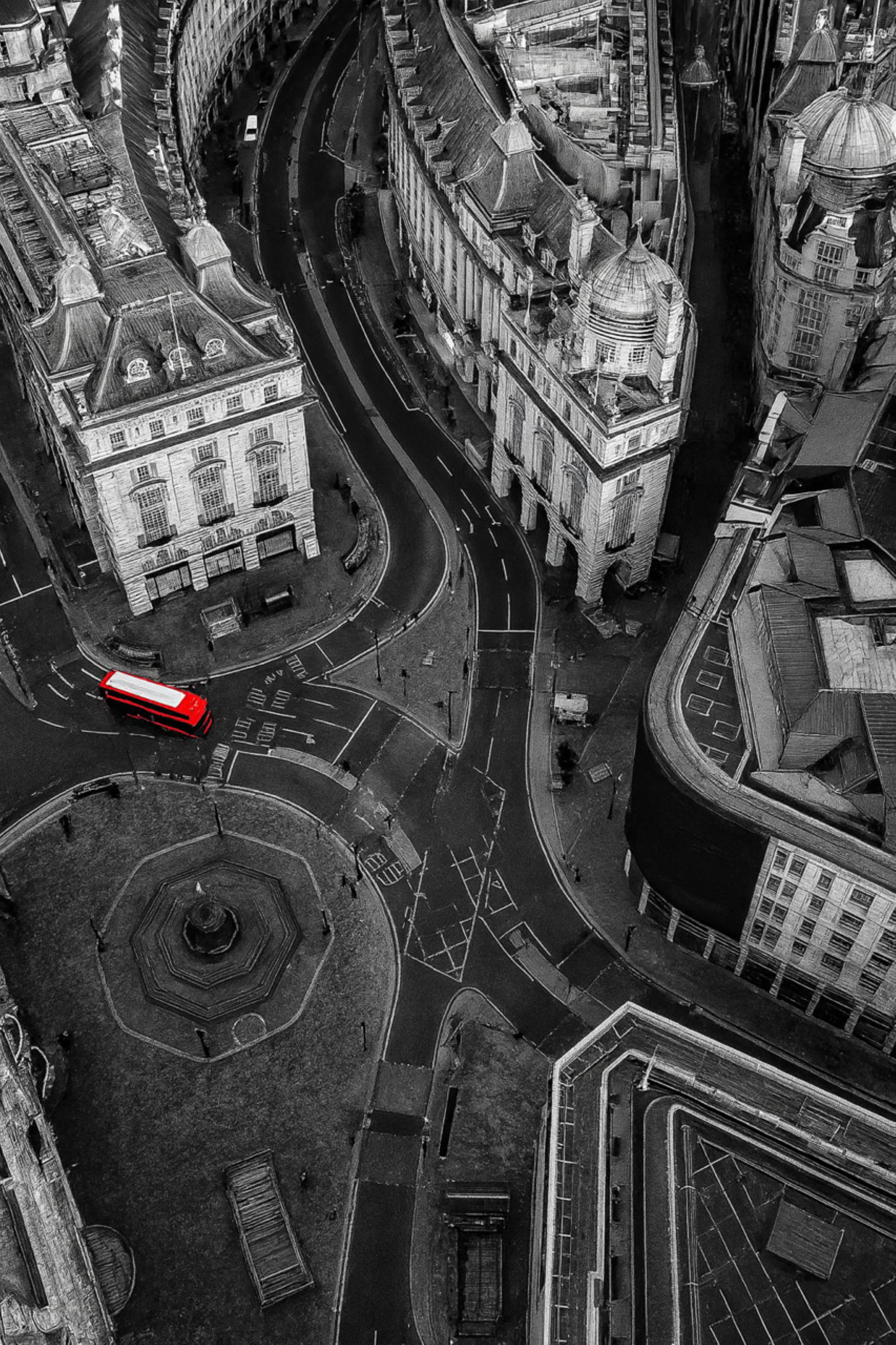 Piccadilly Circus — Aerial View, One Red Bus, Remastered by Elliott  Best