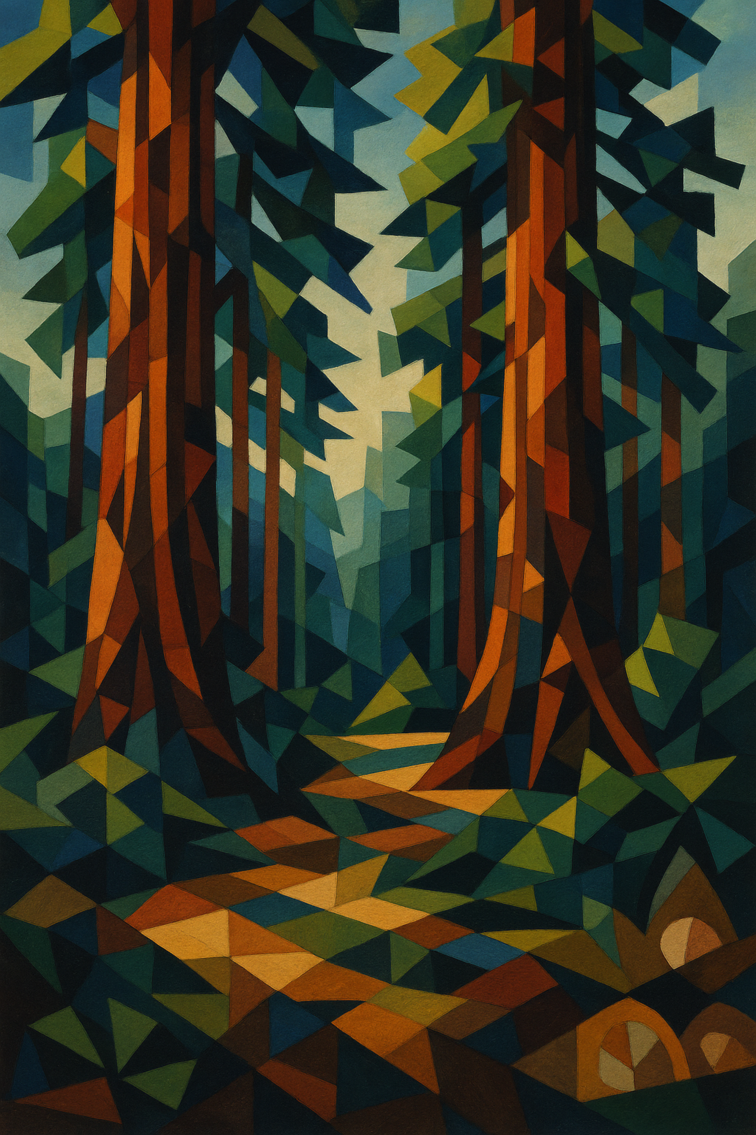 The Majestic Redwoods of British Columbia," in the Modernist style.