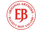 Red logo with 'EB' and text around it on a white background