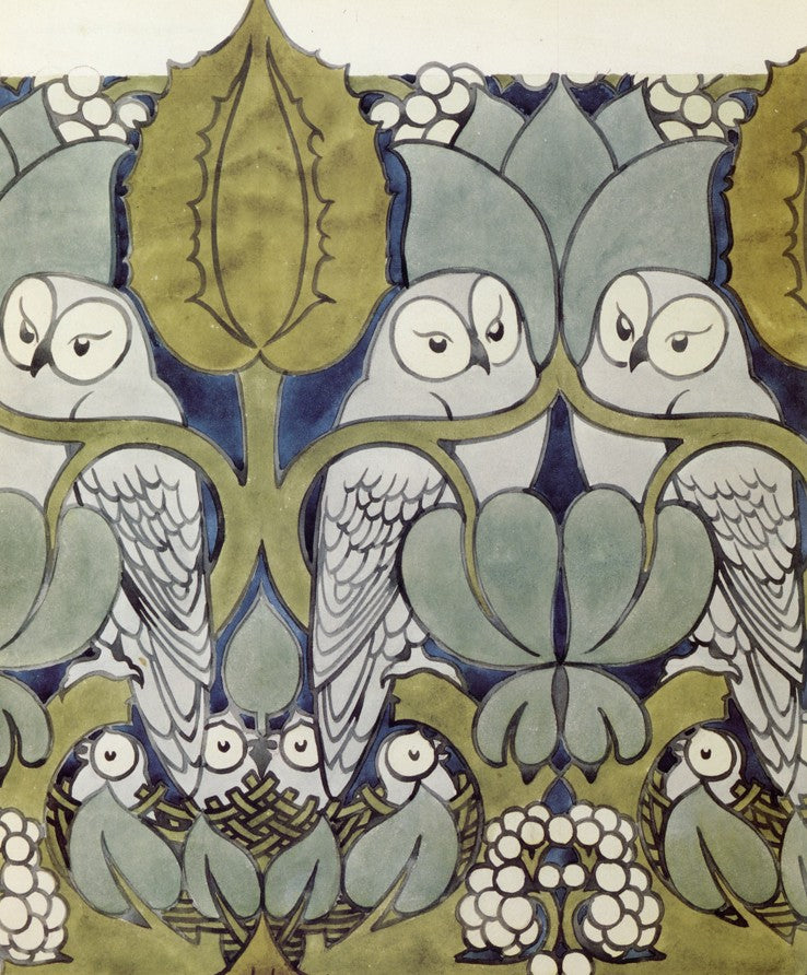 Voysey, Charles F.A. (1857-1941) - Owl design for fabric & wallpaper c.1897