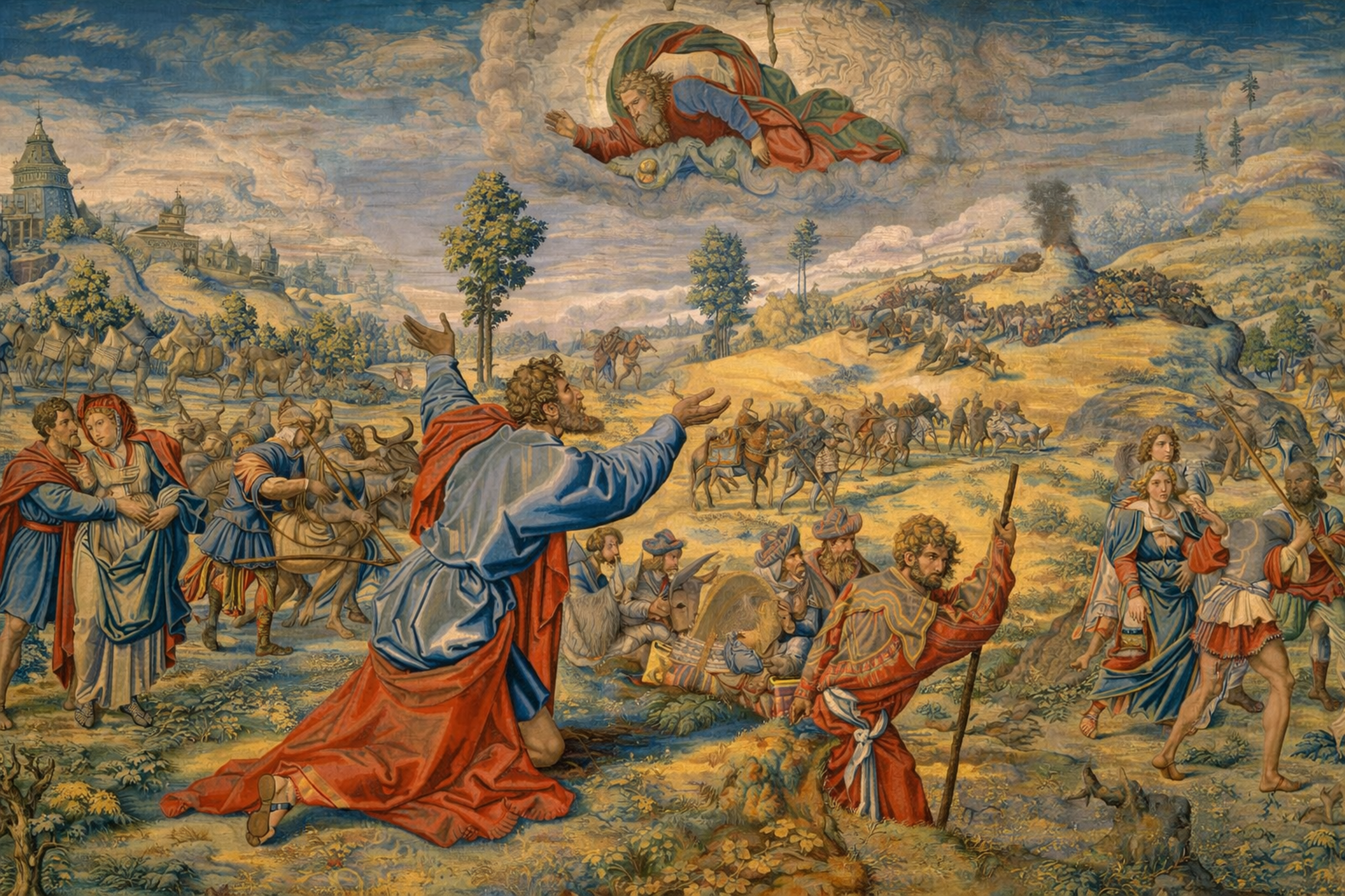 The Departure of Abraham Digitally Restored Tapestry