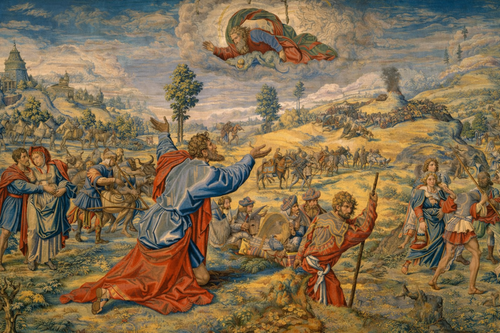 "The Departure of Abraham," school of flemish tapestry, remastered in the Elliott Best Studio.