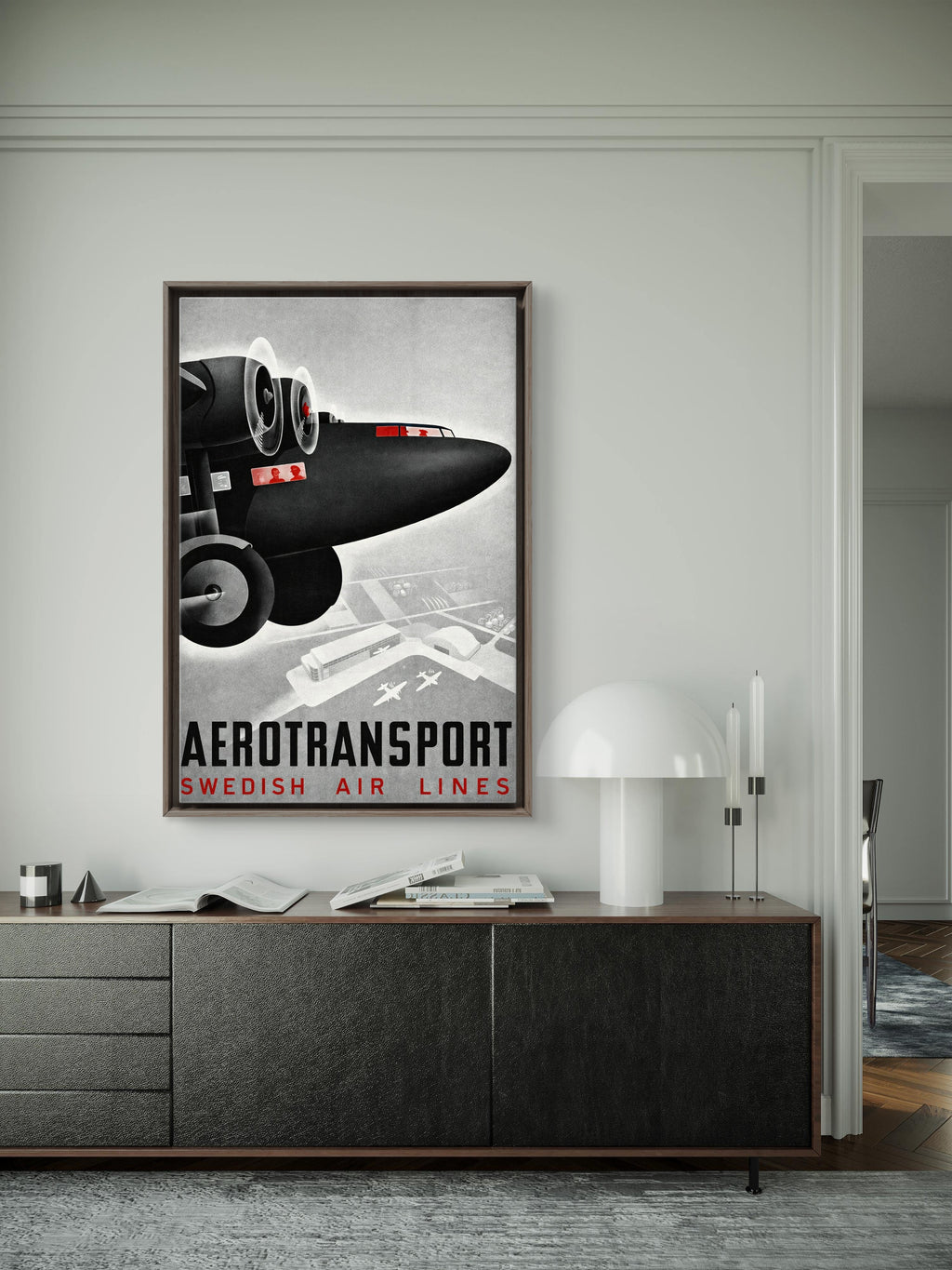 Aerotransport Swedish Air Lines — Vintage Aviation Poster c. 1940s