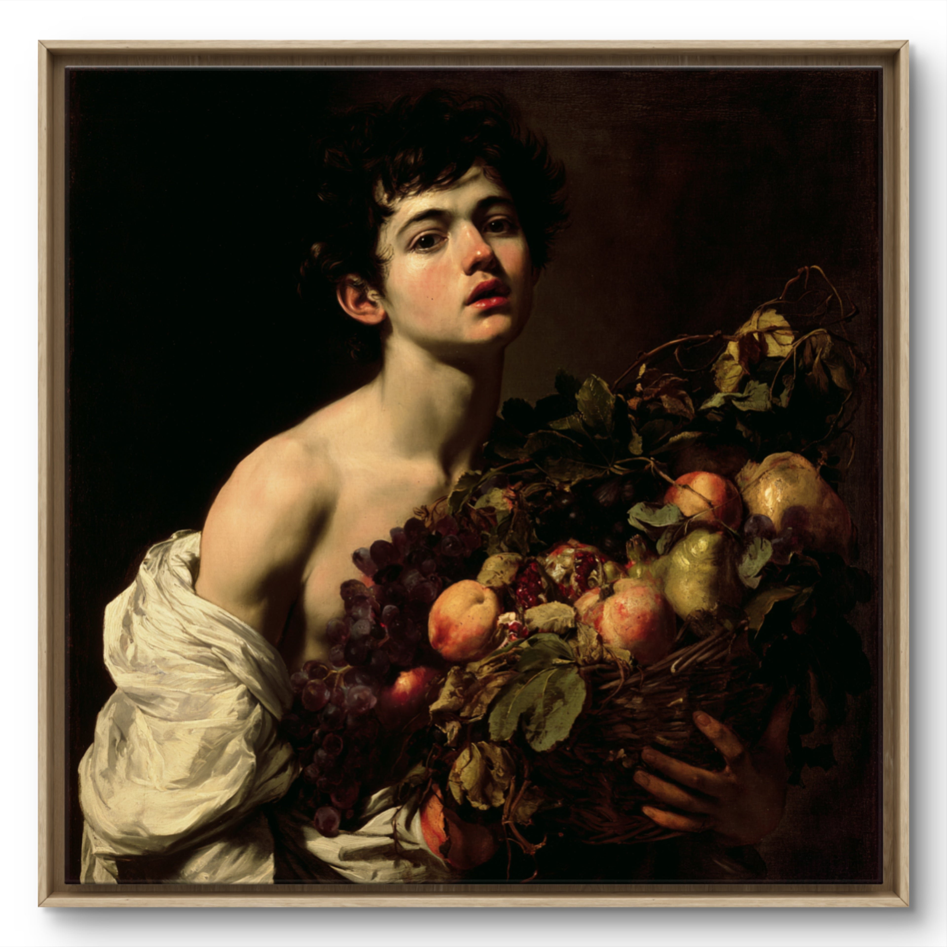 Boy with basket of fruit school of Caravaggio
