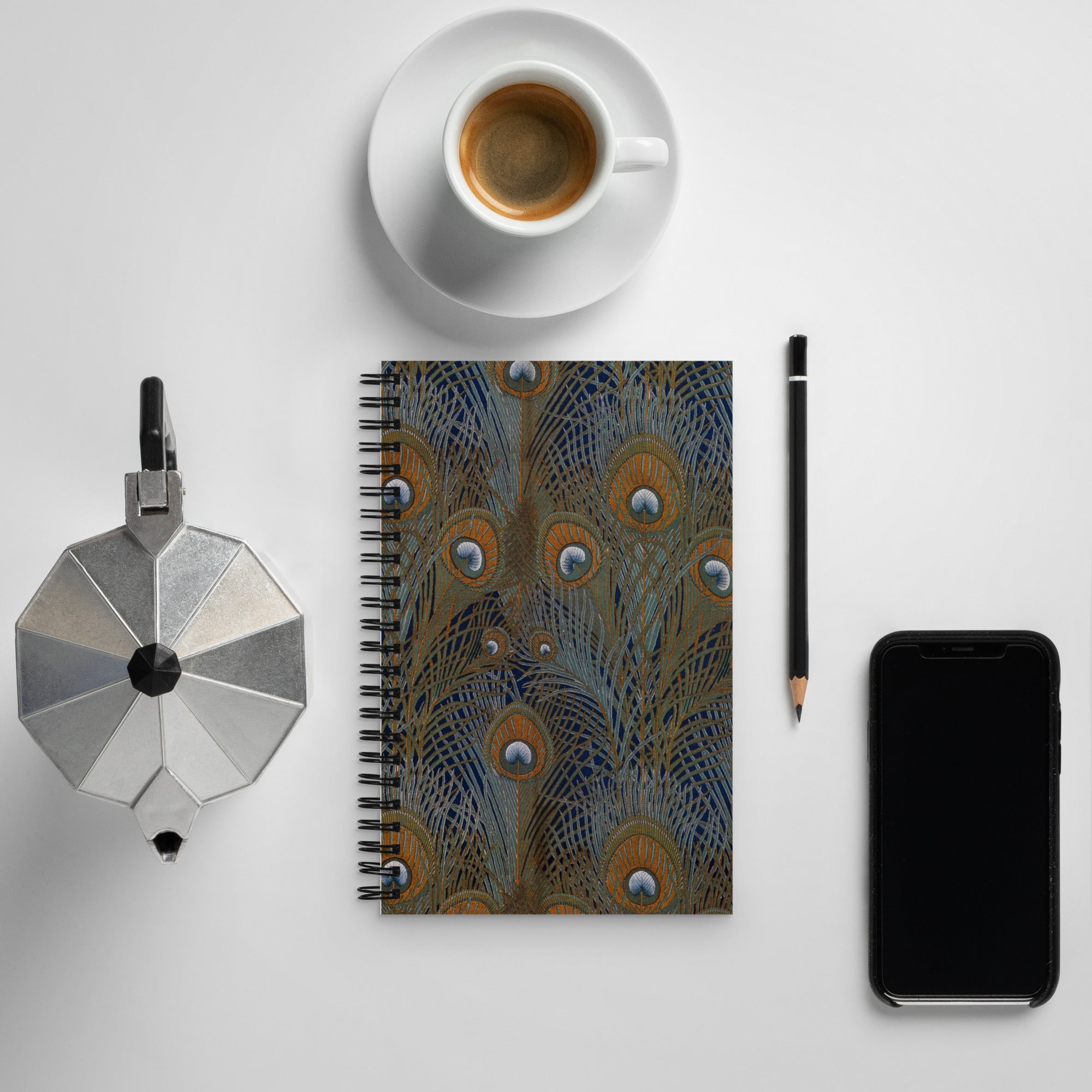 Spiral notebook featuring "Hera," an Aesthetic Movement design by Arthur Silver, c. 1887