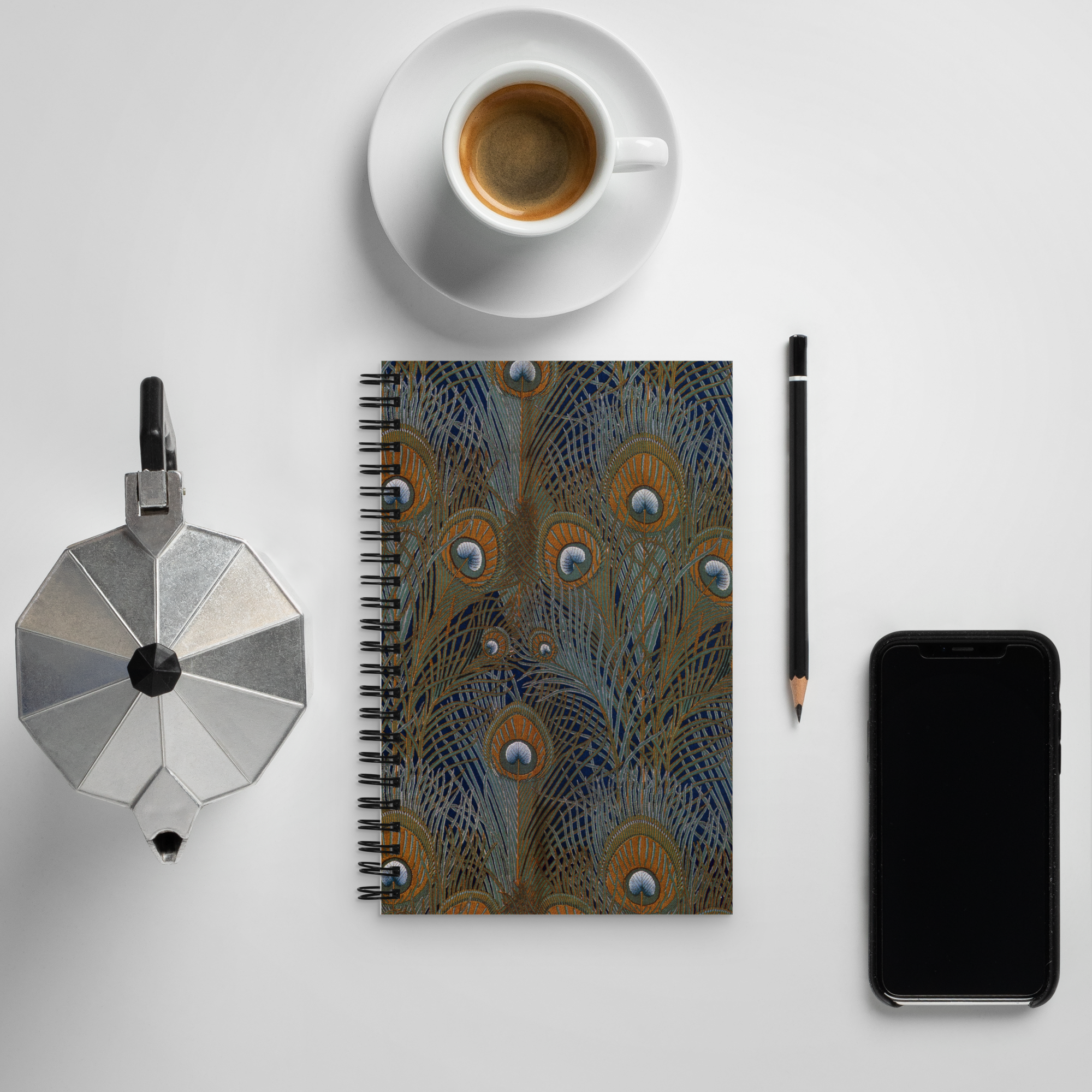 Spiral notebook featuring "Hera," an Aesthetic Movement design by Arthur Silver, c. 1887