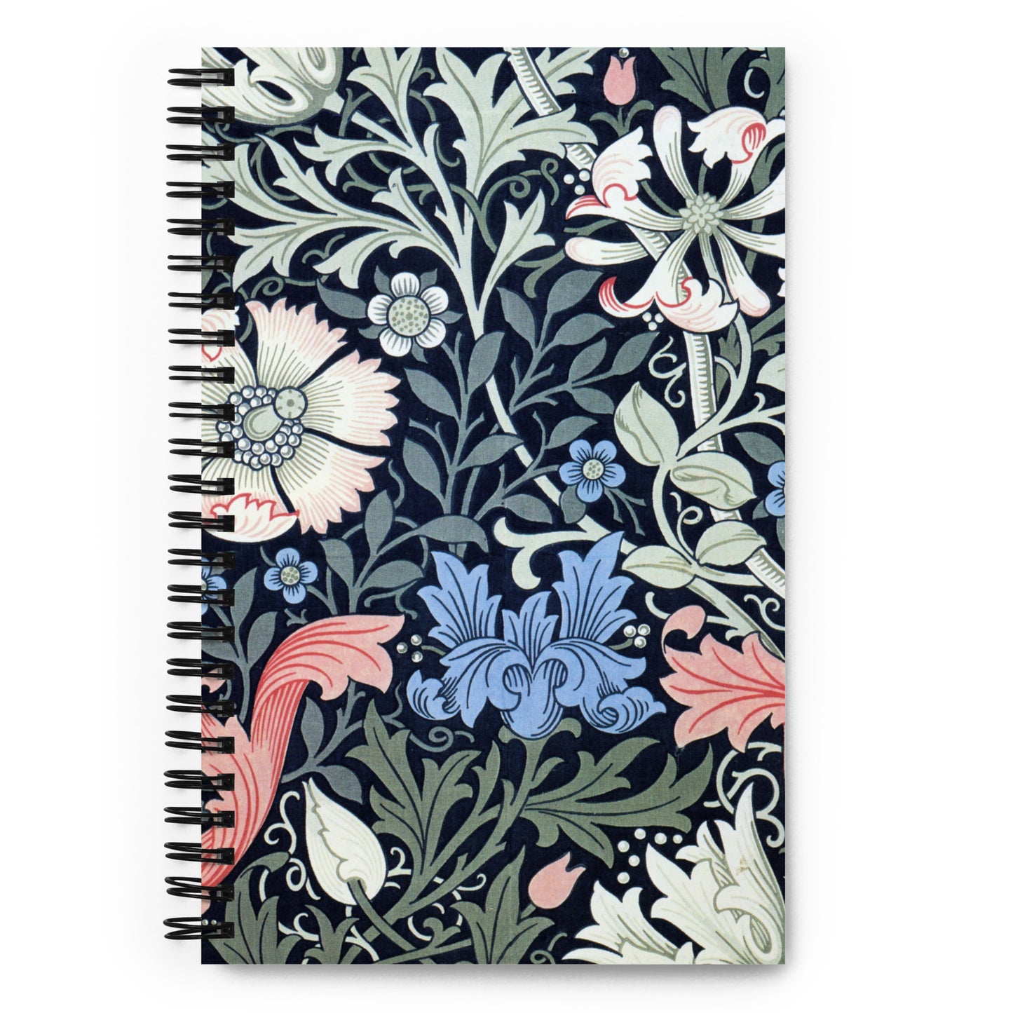 Spiral notebook featuring "Compton," Arts & Crafts design, by John Henry Dearle, 1895.