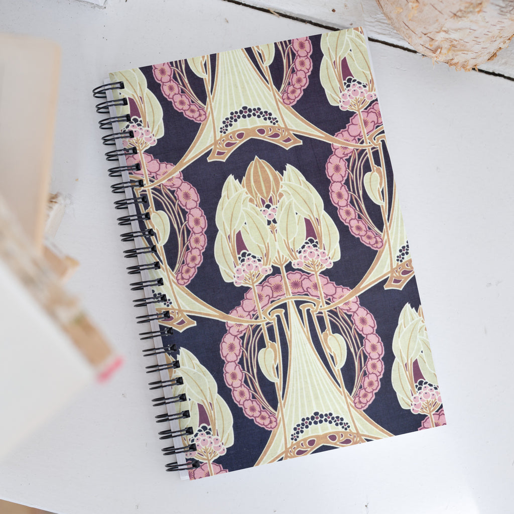 Spiral notebook featuring Art Nouveau design by F. Steiner & Co., 1906.