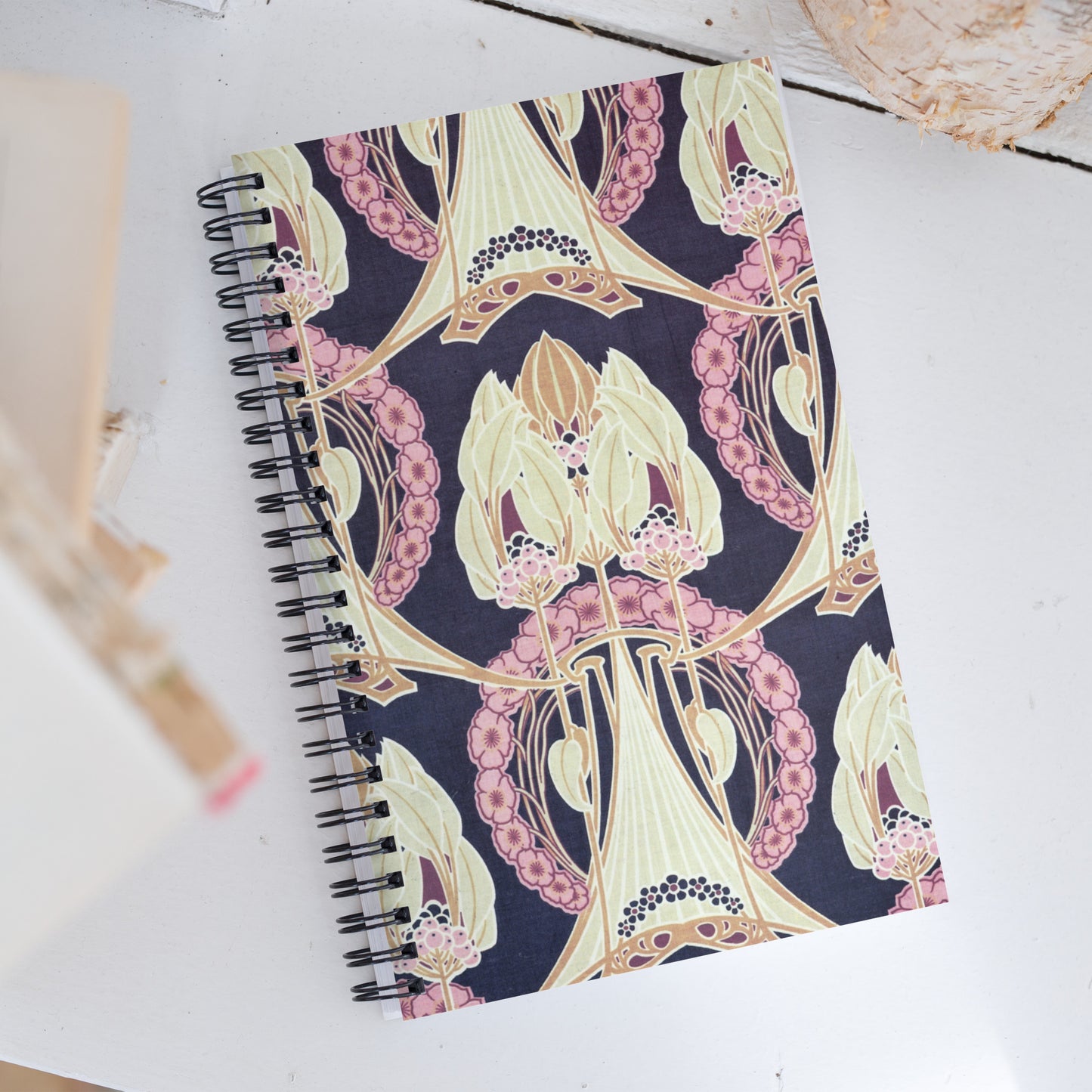 Spiral notebook featuring Art Nouveau design by F. Steiner & Co., 1906.