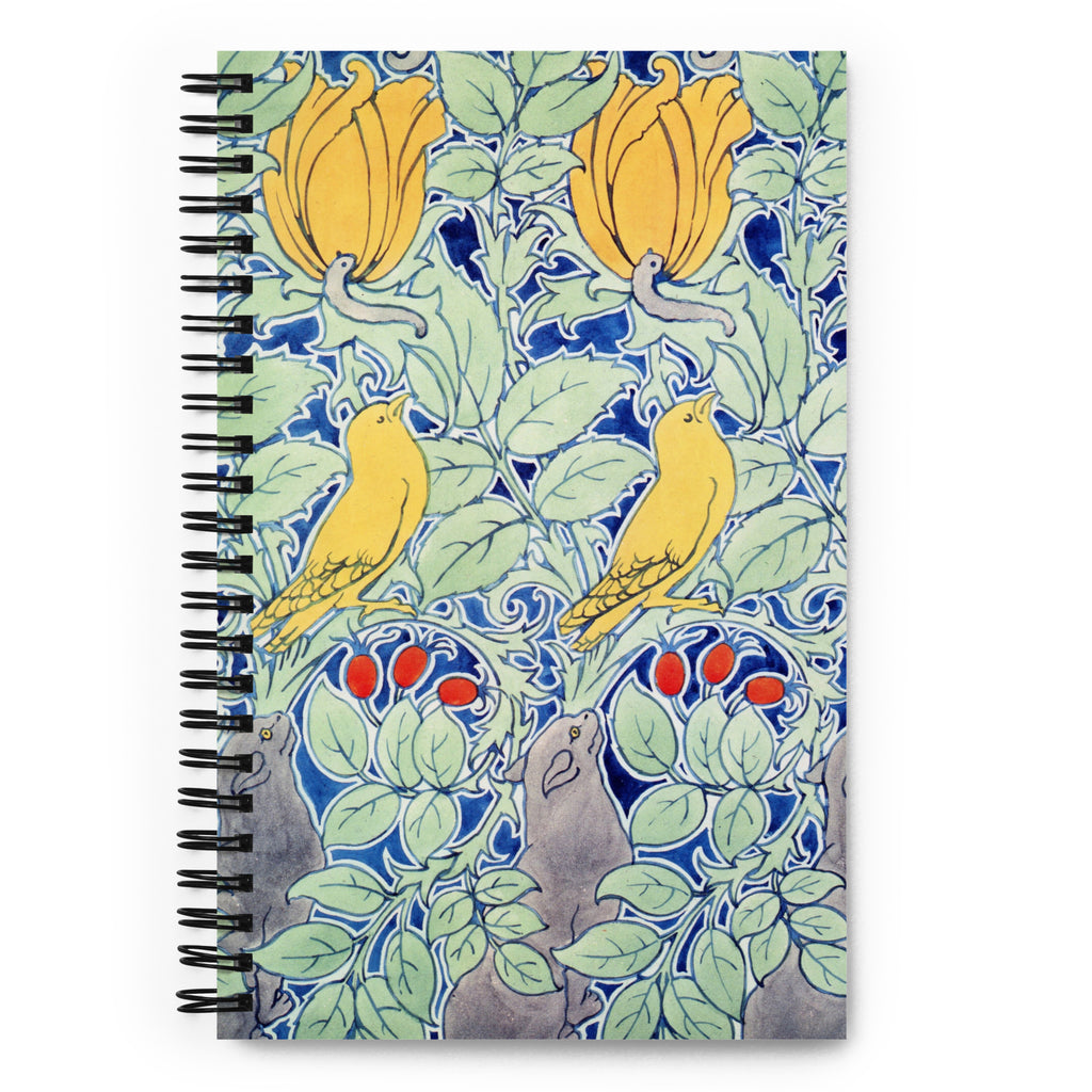 Spiral notebook featuring "Let Us Prey," art nouveau design by C.F.A. Voysey, 1909