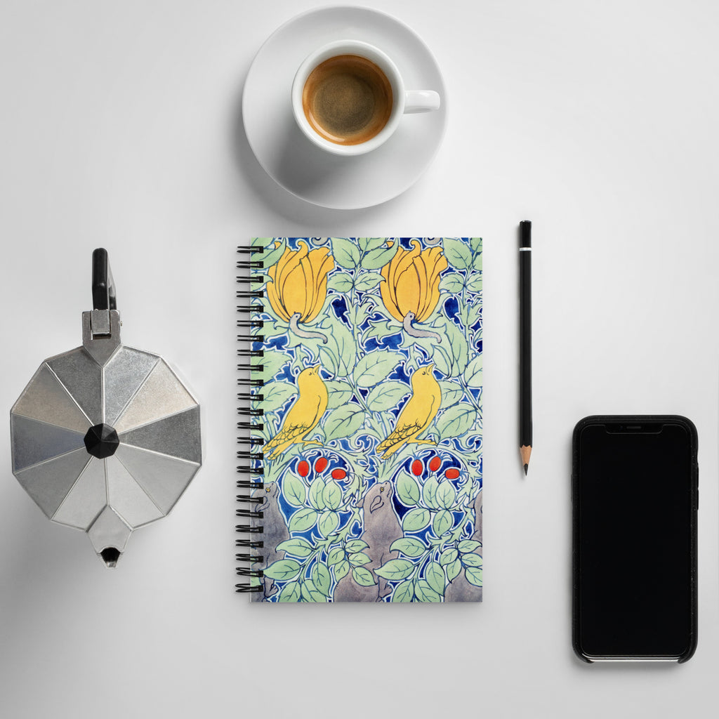 Spiral notebook featuring "Let Us Prey," art nouveau design by C.F.A. Voysey, 1909